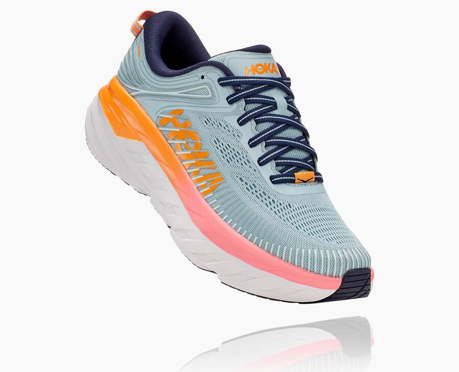 Hoka Womens Running Shoes NZ - Hoka One One Bondi 7 Blue (PQZ974520)